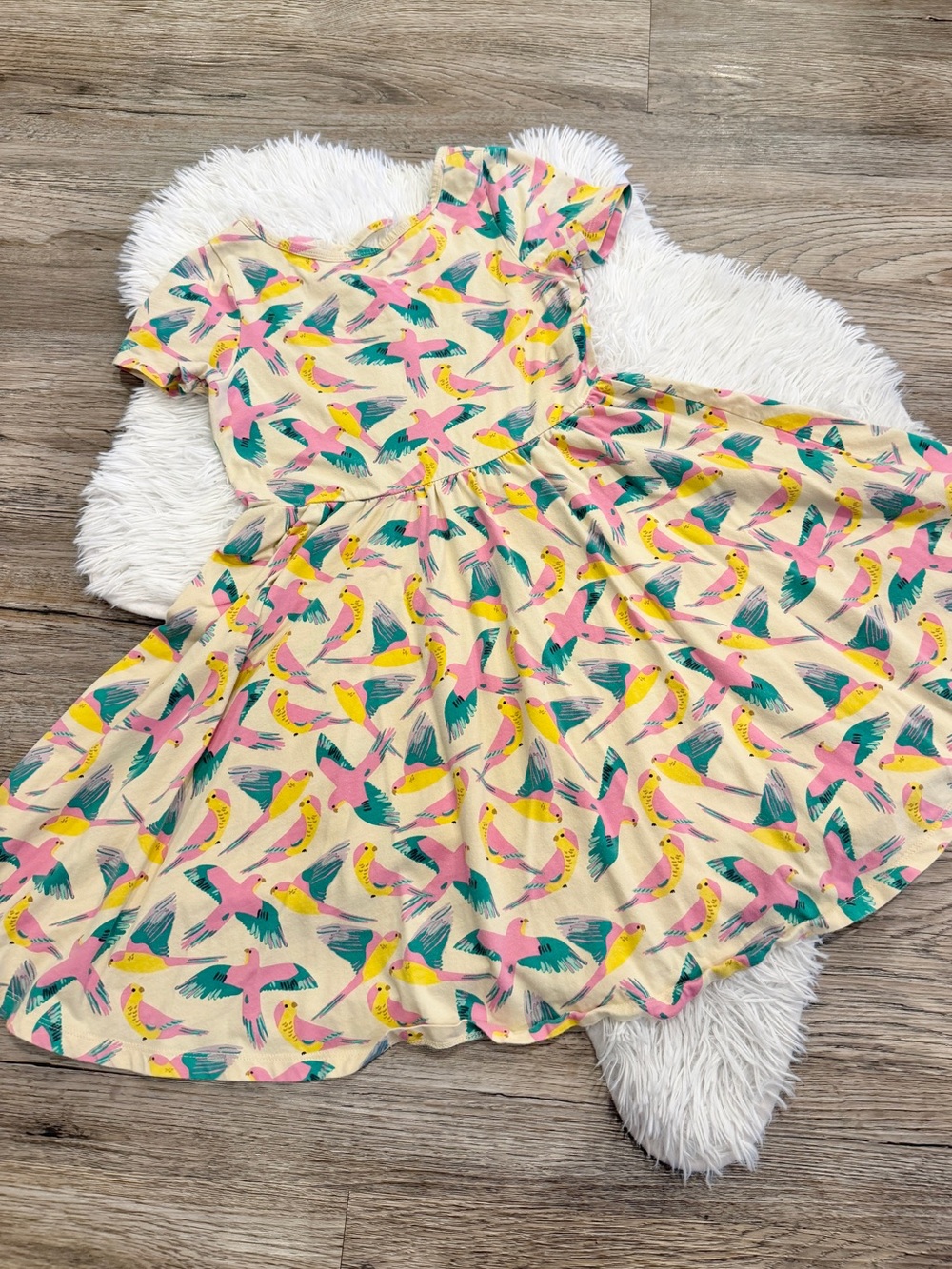 Tea Collection Parrot Polka Ballet Dress 10 Birds Twirly Fit Flare
